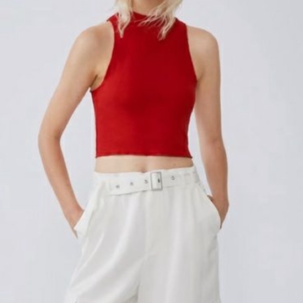 Zara Red Crop top ribbed sleeveless